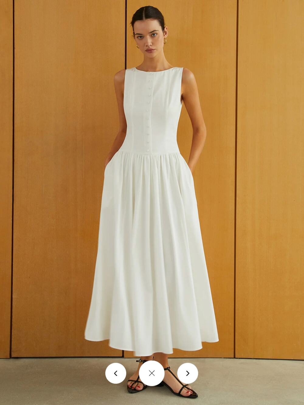 NWT Commense Button-Front Sleeveless Pockets Long Dress Sz L